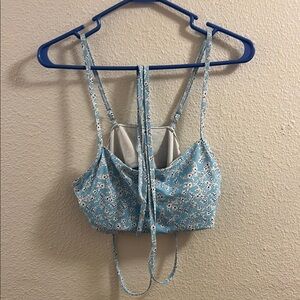 Floral Blue Bikini Top with matching bottoms